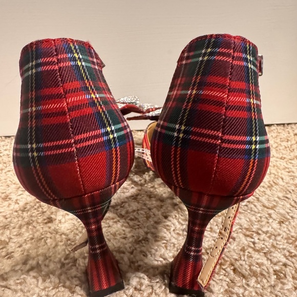 Alex Marie Carmela Tartan Plaid Rhinestone Bow Heels $129 NWT 9.5 - Picture 4 of 11